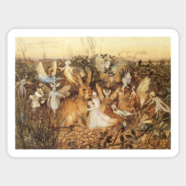 Rabbit Among the Fairies by John Anster Fitzgerald Sticker by MasterpieceCafe